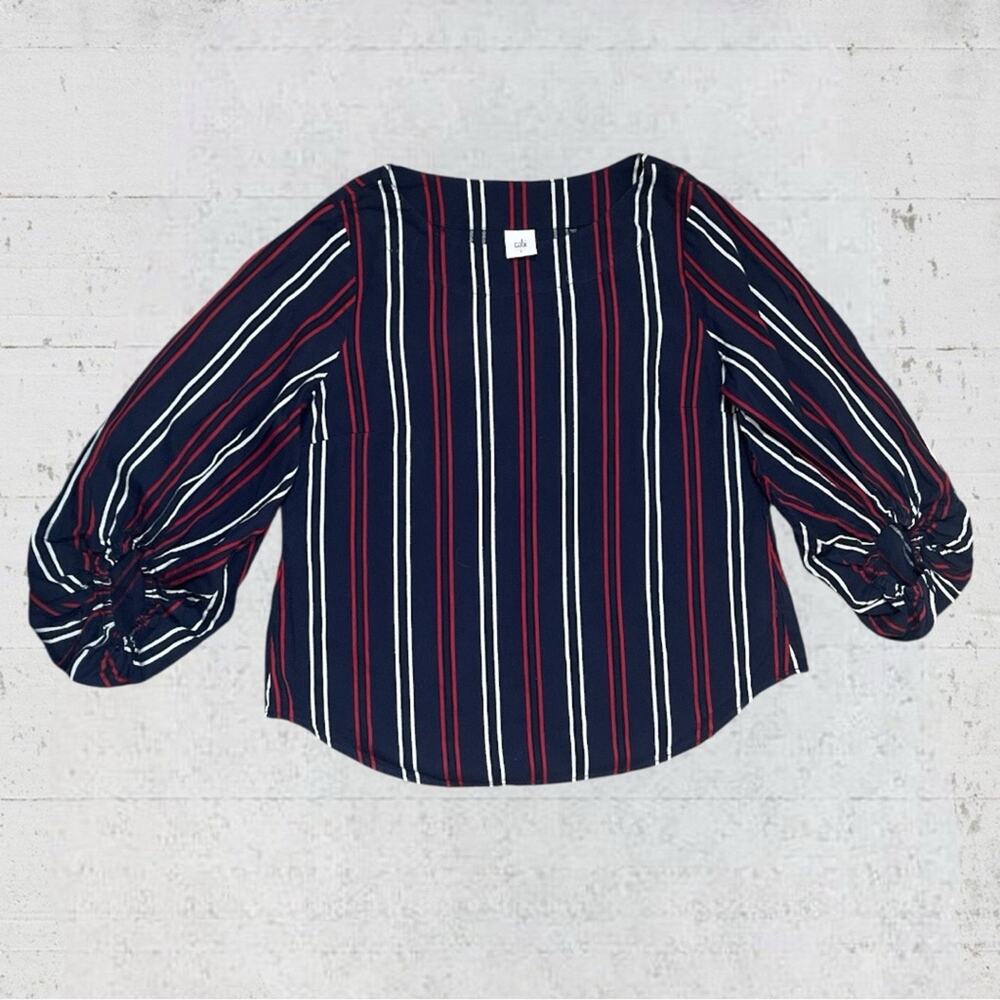 CAbi Top Womens Large Striped Flag Blouse Red White & Blue Americana Coastal - Picture 2 of 11